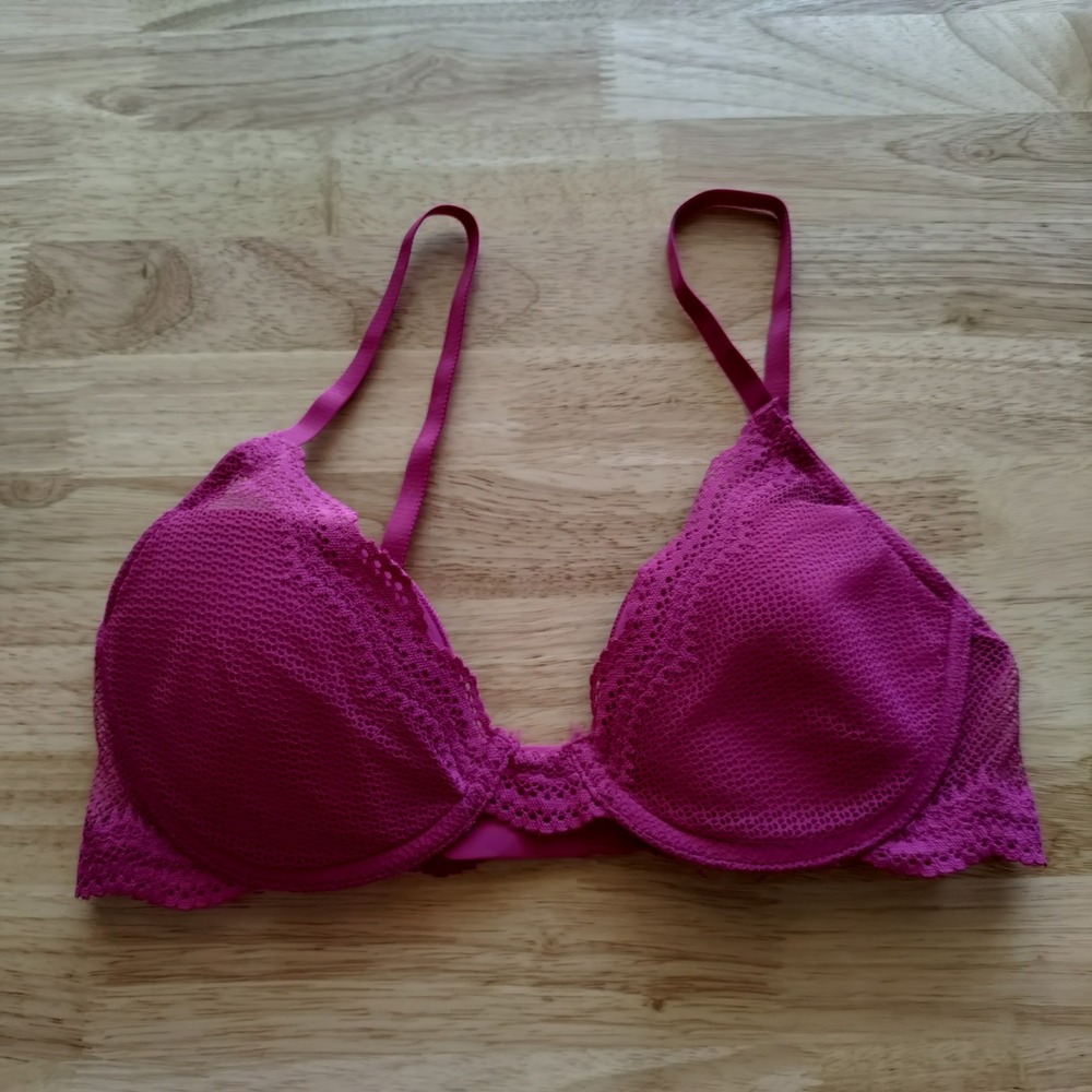 Pepper Mesh Lace Underwire Bra Magenta Pink 34B Small Chest Specialist